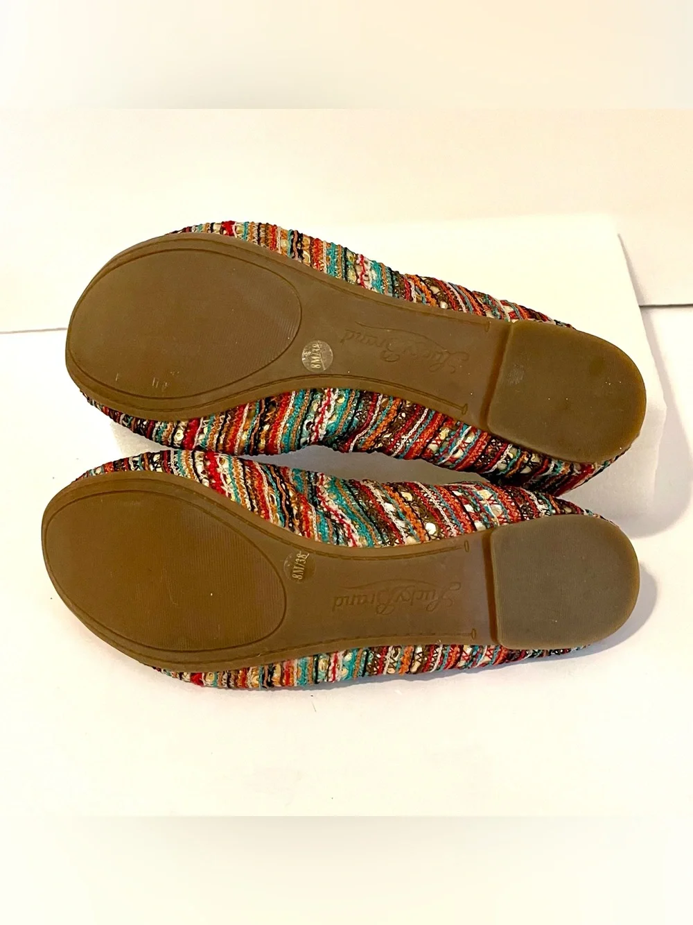 Lucky Brand Woven Sequin Stripe Ballet Flats